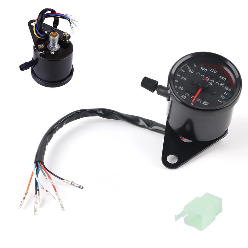 Dioche Cub Speedometer Universal Motorcycle Odometer Speedometer Gauge, HighQuality KM/H Digital Display, LED Indicator Lights, Easy Installation, Compatible with All DC 12V (Black) - Image 3