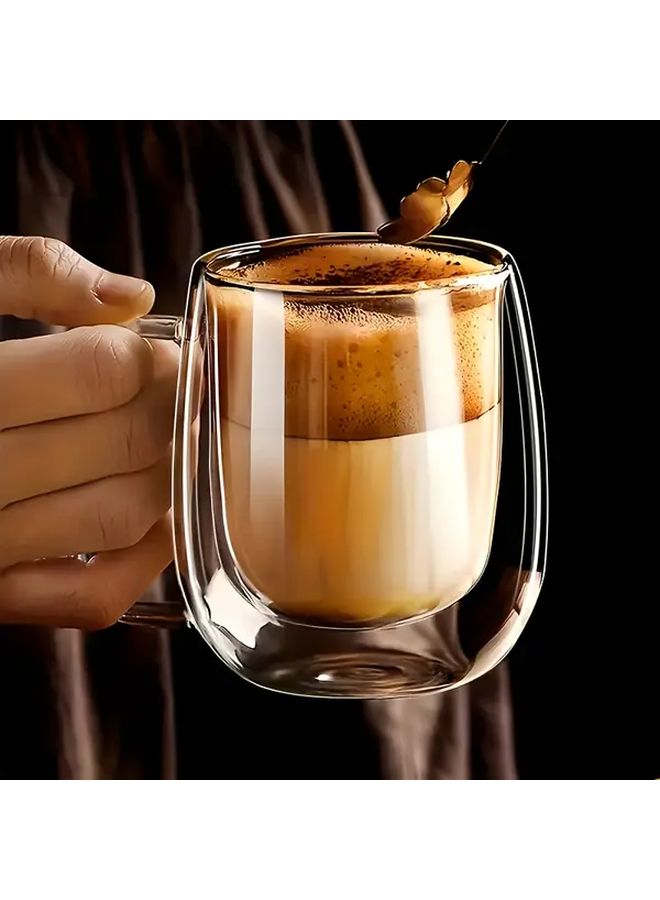 Double Wall Insulated Glass Coffee Mugs 12 5oz 350ml 2 Packs Clear For Espresso Tea - Image 1