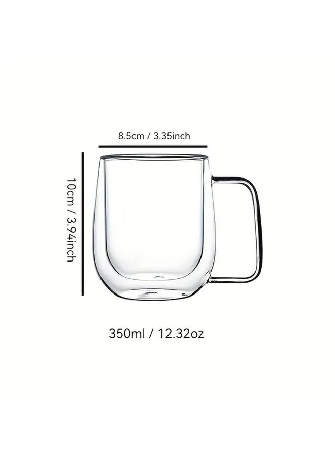 Double Wall Insulated Glass Coffee Mugs 12 5oz 350ml 2 Packs Clear For Espresso Tea - Image 2