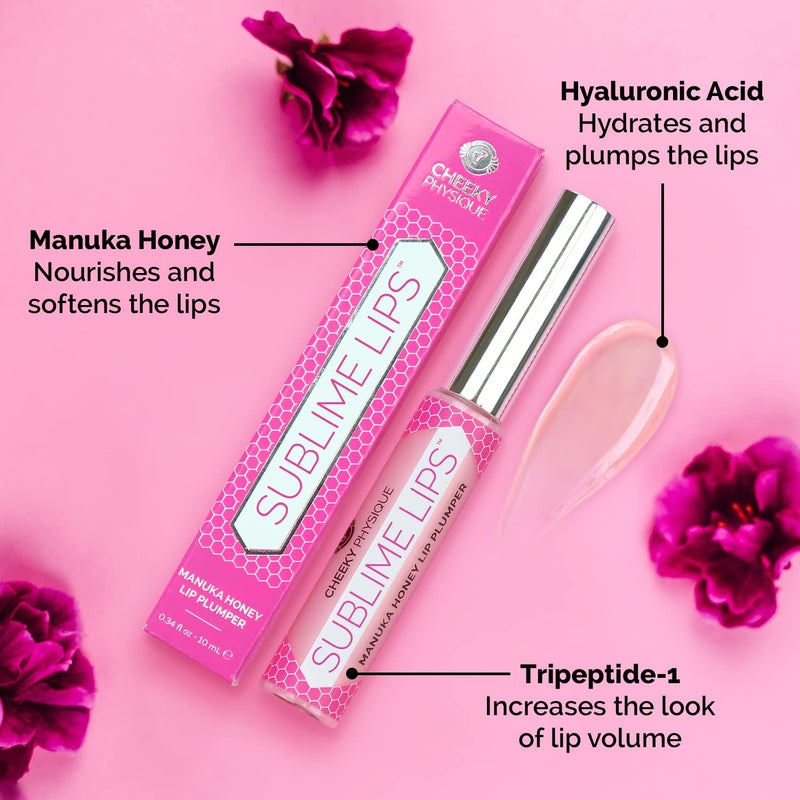 Cheeky Physique Sublime Lips Lip Plumper Gloss Clear - Lip Plumping Treatment with Manuka Honey, Hyaluronic Acid & Peptides - Natural Clinically Proven Ingredients Plump & Hydrate for Fuller Looking Lips - Image 3