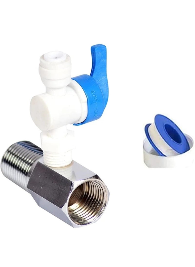 Generic RO Water Purifier Accessories Set, 1/2" Brass Nipple, 1/4" PVC Inlet Ball Valve, Coupling, Diverter Gate Valve, On/Off Tee Cock, Twin Elbow Faucet 