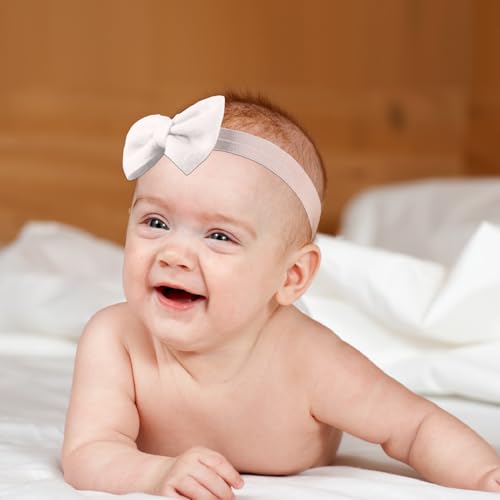 SYGA 3 Pcs Baby Headband, Flower & Bow Stretchable, Nylon HairBand for Newborn Infant Toddlers Kids 0-3 Year-Golden - Image 3