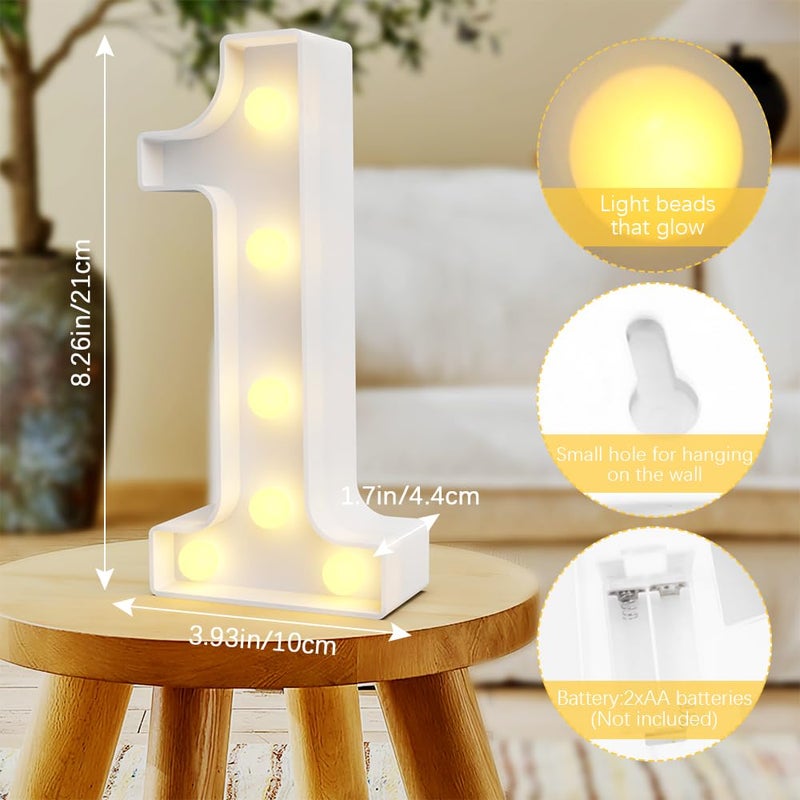 QWZify Light Up Numbers 1  Marquee Numbers  Large Numbers for Party Decor  Led Decor  Birthday Decorations for Her  Room Decorations  House Decor  Holiday Party Decorations  Dorm Decor - Image 1