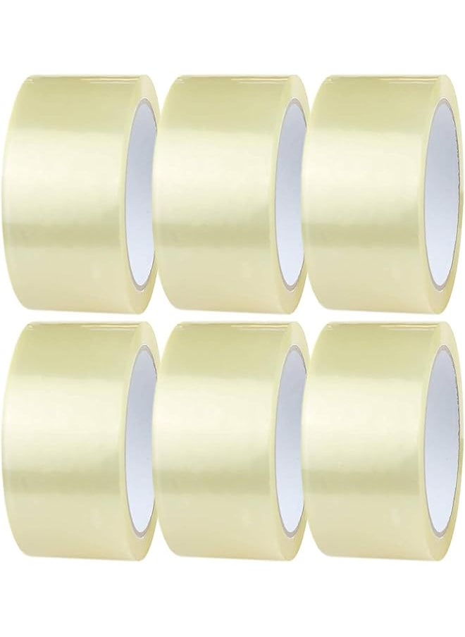 PROMASS - promass 6 Roll Yellowish Super Clear Packing Tape, 2 inches x 50 yards Strong Heavy Duty Packaging Tape for Sealing Parcel Boxes, Moving Boxes Houses, Large Postal Bags, Office Supplies - Image 1