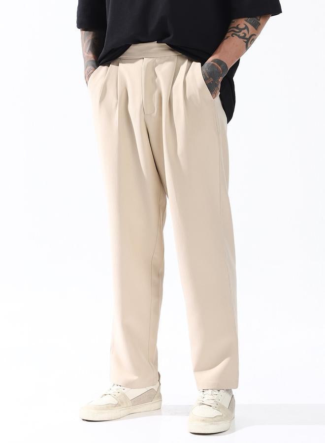 Hubberholme Men Relaxed Fit Wrinkle Free Wash Pleated Korean Pants - Image 2