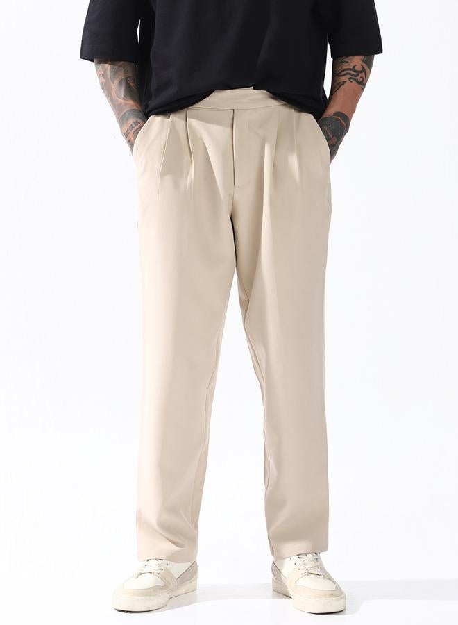 Hubberholme Men Relaxed Fit Wrinkle Free Wash Pleated Korean Pants - Image 5