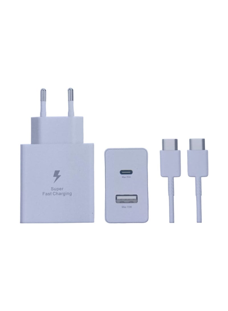Super Fast Dual Charger 35W PD Adapter Charger With USB-C to USB-C Cable Compatible With Samsung, Android and Apple Devices - Image 1
