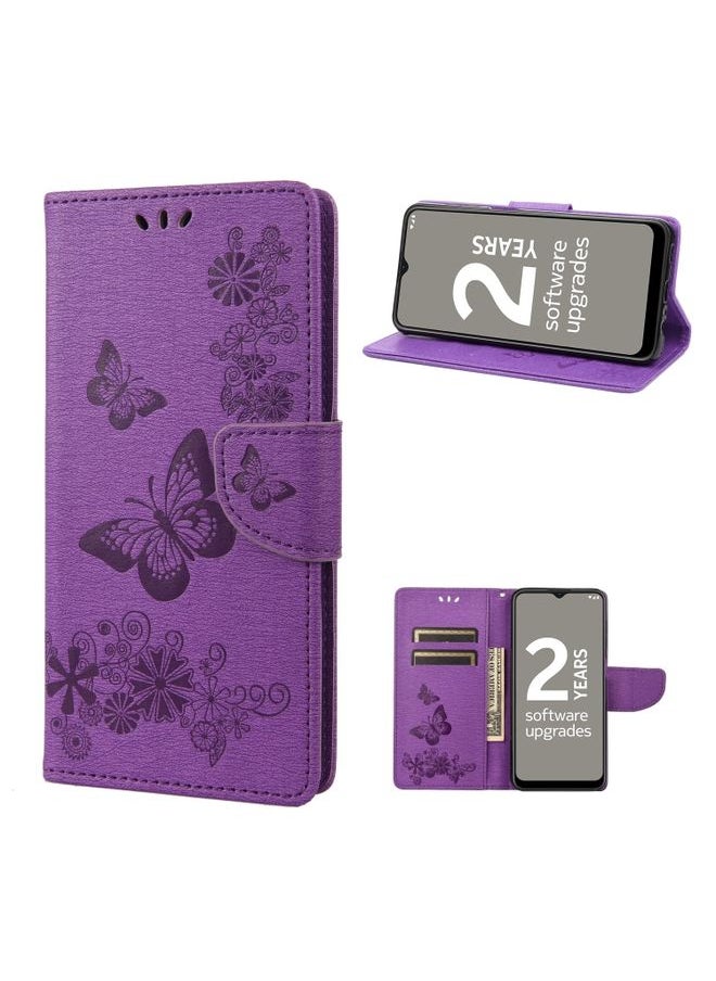 HuHa Case Cover For For Nokia G21 Butterfly Embossed Horizontal Flip Leather Phone Case(Purple) 