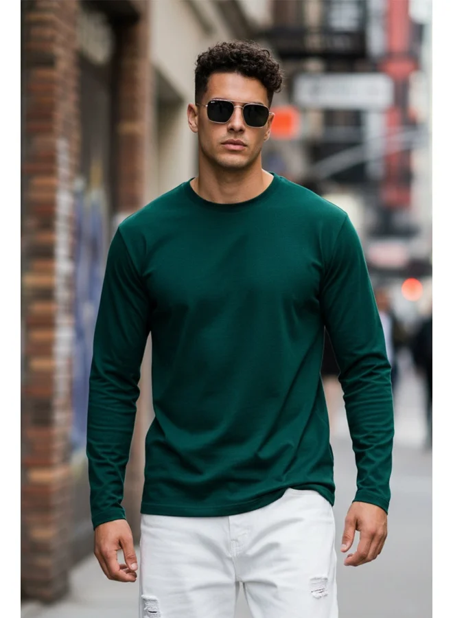 فيردو Veirdo® Pure Cotton Regular Fit Solid Green Full Sleeve T-Shirt for Men & Boys (V_FS_REG_GRN117_M)