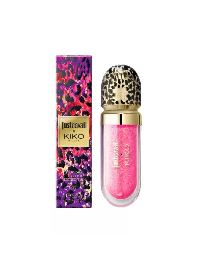Kiko Milano flamingo pop Just Cavalli X Kiko Milano 3D Hydra Lip Gloss Rebel Edition 03 Flamingo Pop for Women | Best Price UAE