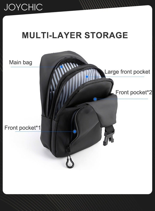Joychic حقيبة كروس بودي صغيرة للرجال بأسلوب كوري، حقيبة ظهر مقاومة للماء، حقائب صدر نحيفة مع منفذ شحن USB للسفر وركوب الدراجات - Image 2