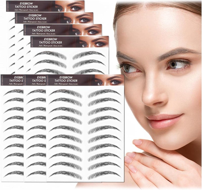 Kyzistn 7Sheets77Pairs 4D HairLike Eyebrow Tattoo Stickers Waterproof Natural Fake Eyebrow StickersLong Lasting Eyebrow Grooming Shaping Perfect for Women and Girls Black09