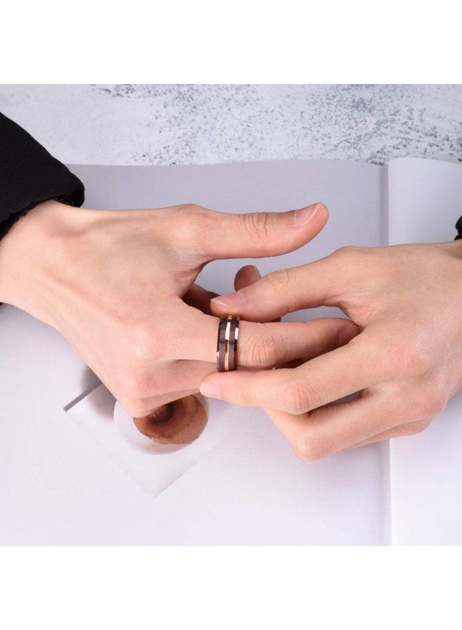 King Will Duo 8mm Brown Brushed Tungsten Carbide Wedding Band Ring Thi