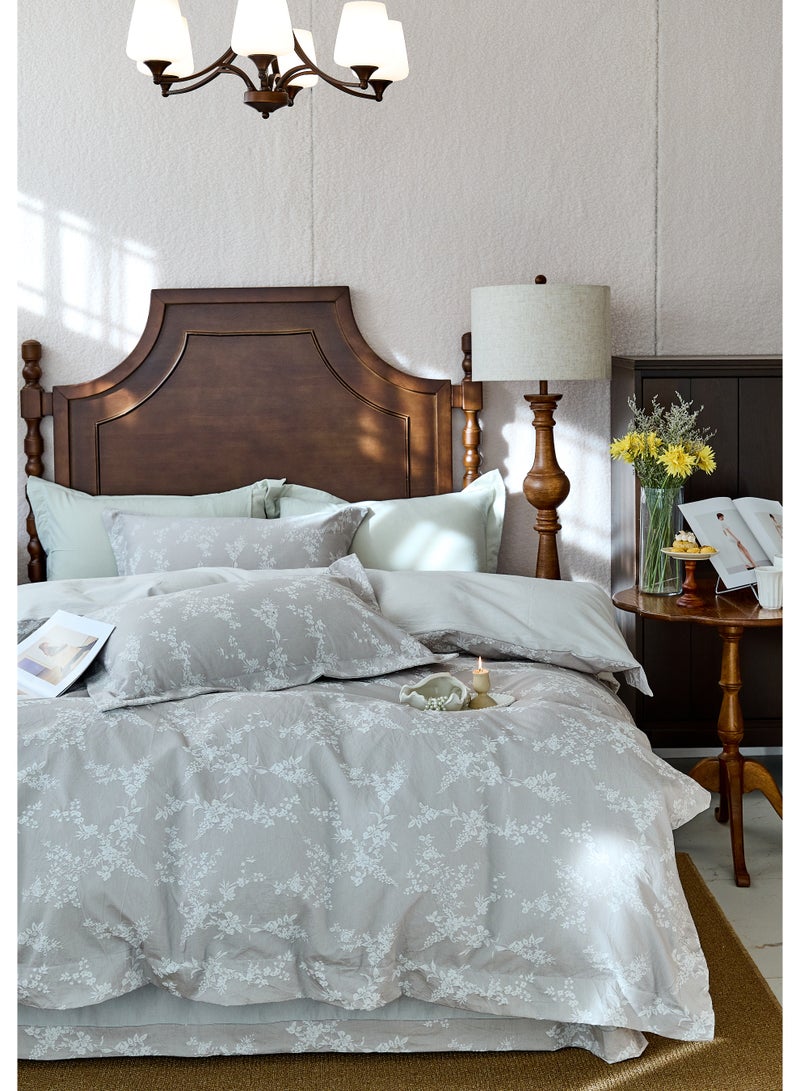 "Blooming" Bed Sheet Gray100% Luxury King Size Bedding Set – 220x240 cm – Ultra Soft & Breathable – Includes Duvet Cover and Pillowcases – Premium Quality 100% COTTON  - Image 3