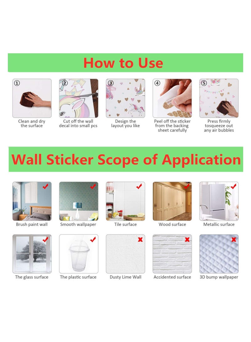 SYOSI Unicorn Wall Decals Stickers for Girls Room Large Size Unicorn Wall Stickers Decors for Gilrs Kids Bedroom Birthday Party for Nursery - Image 3