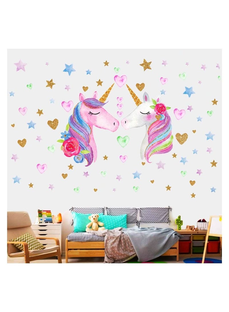 SYOSI Unicorn Wall Decals Stickers for Girls Room Large Size Unicorn Wall Stickers Decors for Gilrs Kids Bedroom Birthday Party for Nursery - Image 1