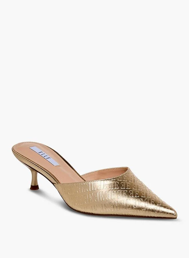 ايل Women Monogram Embossed Kitten Heel Mules