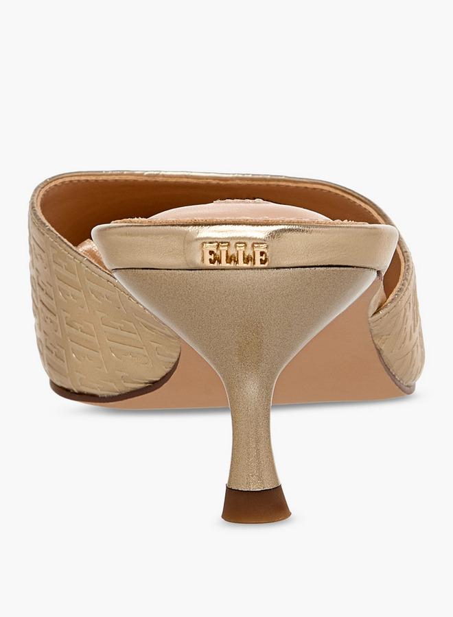 ELLE Women Monogram Embossed Kitten Heel Mules - Image 5