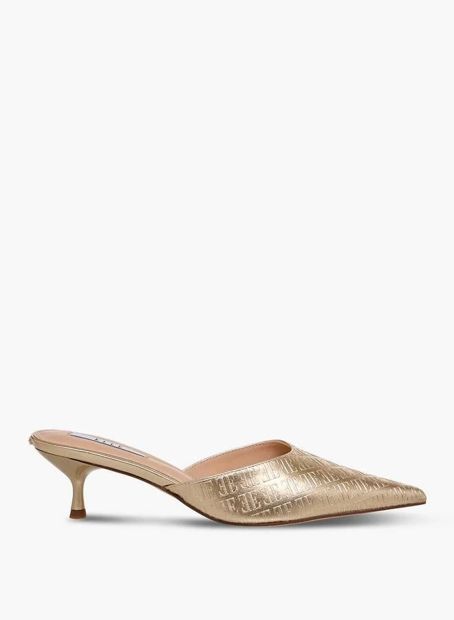 ايل Women Monogram Embossed Kitten Heel Mules