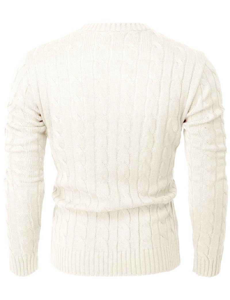 H2H Mens Casual Slim Fit Pullover Sweaters Knitted Henley Long Sleeve Thermal White US L/Asia XL (CMOSWL042) - Image 4