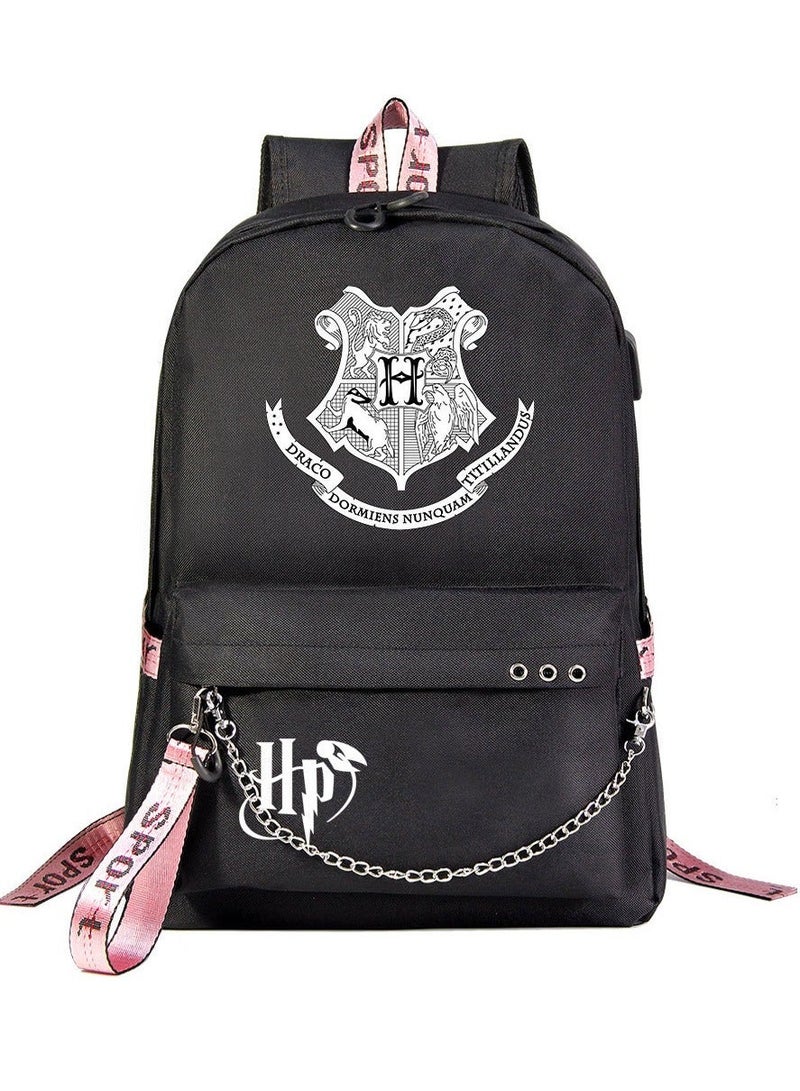 Harry Potter Cartoon Print Student Youth Large Capacity Backpack For Men And Women