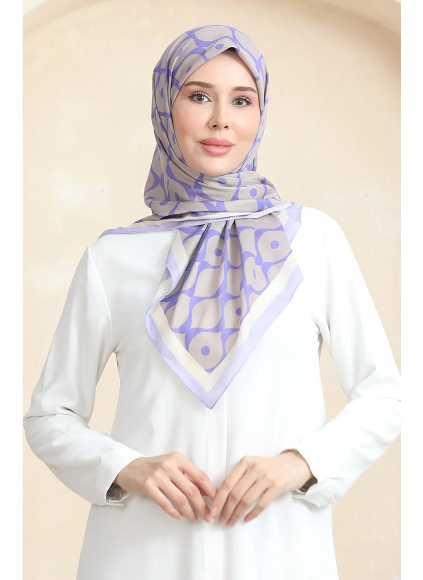 Sefa Merve Soft Cotton Scarf 19090-16 Beige Lilac