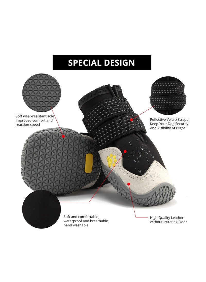 SYOSI SYOSI 4Pcs Dog Shoes for Dogs, Anti-Slip Dog Snow Boots, Waterproof Dog Shoes for Puppy, with Reflective Straps Breathable Paw Protectors Pet Dog Boots for Hot Pavement Soft  - Image 4