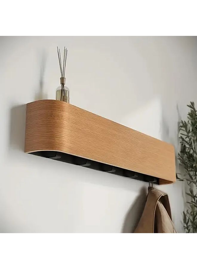 Modern Minimalist Wooden Wall Hook With Black Finish Sleek Invisible Design For Living Room Entryway Dining Room Bedroom Space Saving Storage Solution With Multiple Hooks For Keys Bags And Accessories Entryway Organizer Wooden Construction Wall Hooks For Home - Image 1