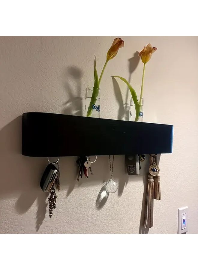 Modern Minimalist Wooden Wall Hook With Black Finish Sleek Invisible Design For Living Room Entryway Dining Room Bedroom Space Saving Storage Solution With Multiple Hooks For Keys Bags And Accessories Entryway Organizer Wooden Construction Wall Hooks For Home - Image 5