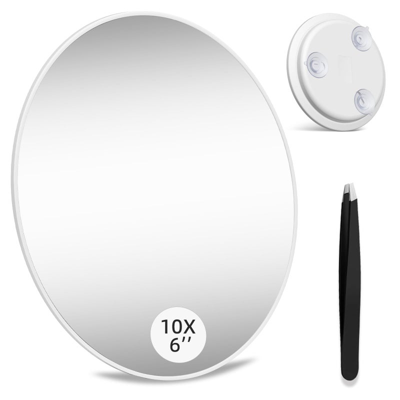 saiggnyy Large 6 10x Magnifying Mirror with Tweezers Travel Magnified Mirror with Suction Cups Magnification Desk Mirror Makeup Mirror for Detailed Makeup - Image 3