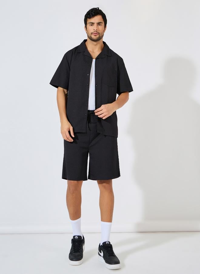 Styli Relaxed Fit Textured Woven Shirt and Shorts Co-Ords - Image 1