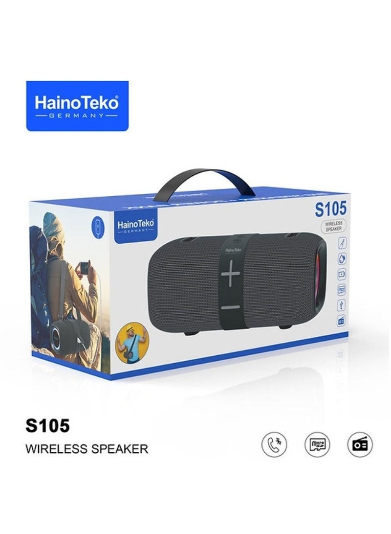 Haino Teko S105 Portable Bluetooth Speaker with Power Bank Function, Deep Bass, HD Sound, Long Battery Life, Wireless Connectivity, Built-in Mic, Compact Design – Black - Image 4