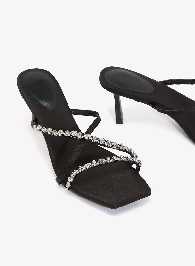 Ella Limited Edition Black Rhinestone Detail Kitten Heels for Women | Best Price UAE