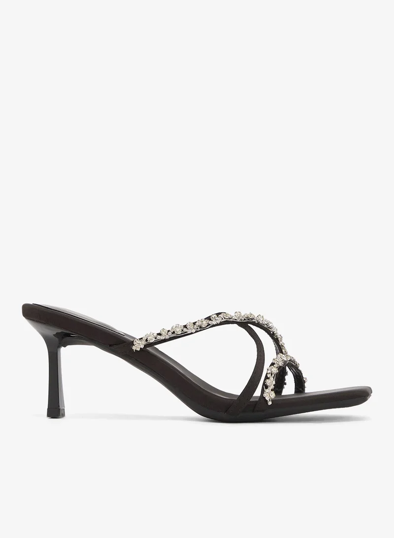 Ella Limited Edition Black Rhinestone Detail Kitten Heels for Women | Best Price UAE