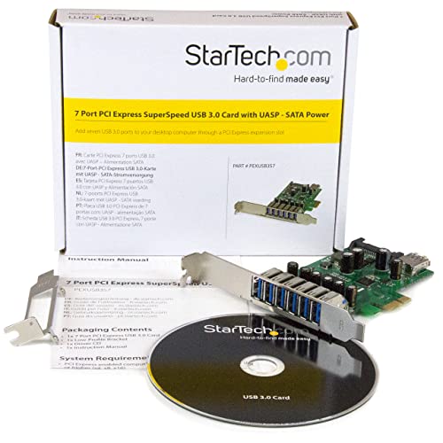 StarTech.com 7 Port PCI Express USB 3.0 Card - 5Gbps - Standard & Low-Profile - SATA Power - UASP Support - 1 Internal & 6 External USB 3.0 Ports , TAA (PEXUSB3S7) - Image 5