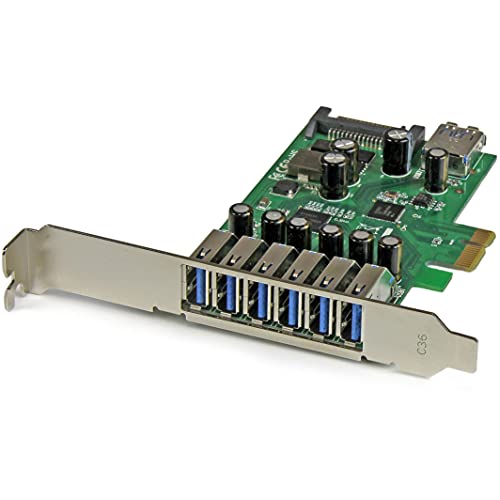 StarTech.com 7 Port PCI Express USB 3.0 Card - 5Gbps - Standard & Low-Profile - SATA Power - UASP Support - 1 Internal & 6 External USB 3.0 Ports , TAA (PEXUSB3S7) - Image 1