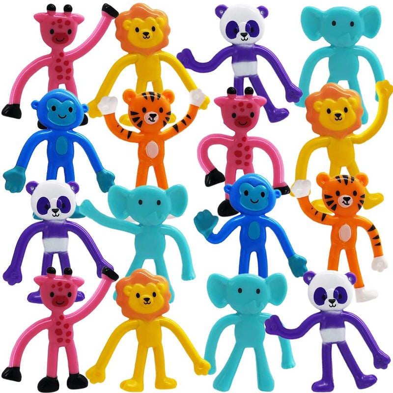 ArtCreativity Animal Bendable Figures Set of 48 Stress Relief Bendy Toys for Kids in Panda Tiger Giraffe Monkey Elephant and Lion Designs Bendable Toys Zoo Animal Party Favors - Image 3