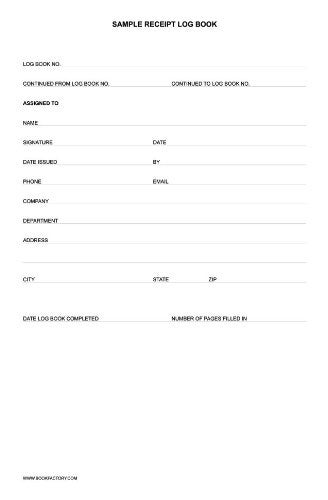 BookFactory Sample Receipt Log Book/Sample LogBook - 168 Pages Black Cover Section Sewn Hardbound 8 7/8'' x 13 1/2'' (Made in USA) - Image 2