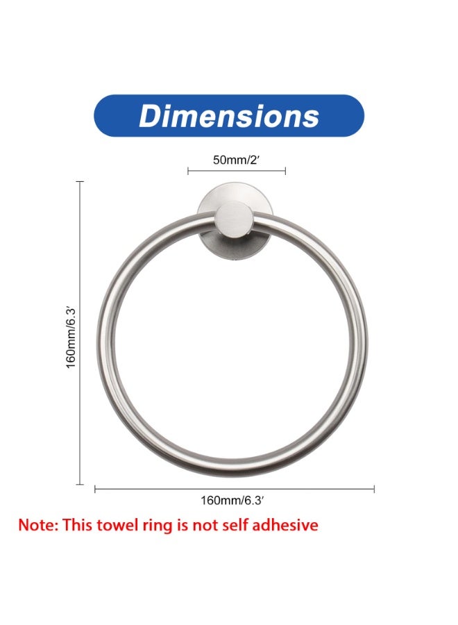 Bath Towel Ring, Thicken Stainless Steel Hand Towel Holder for Bathroom, Modern Round Towel Hanger Wall Mounted (Brushed Nickel) - Image 2