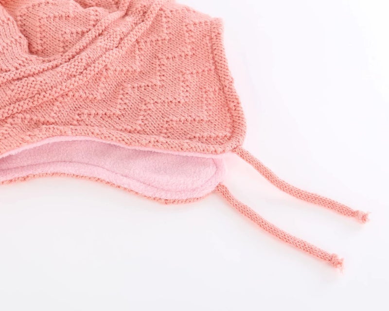 Connectyle Little Girls Knit Kids Hat with Pom Pom Cute Warm Beanie Hat with Earflaps Acrylic Winter Cap L Pink - Image 5