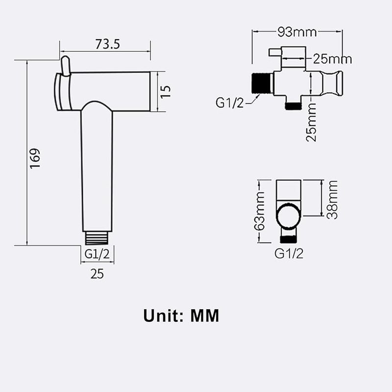 Handheld Toilet Sprayer With Brass T Valve And Retractable Hose Dual Function Type2 - Image 5