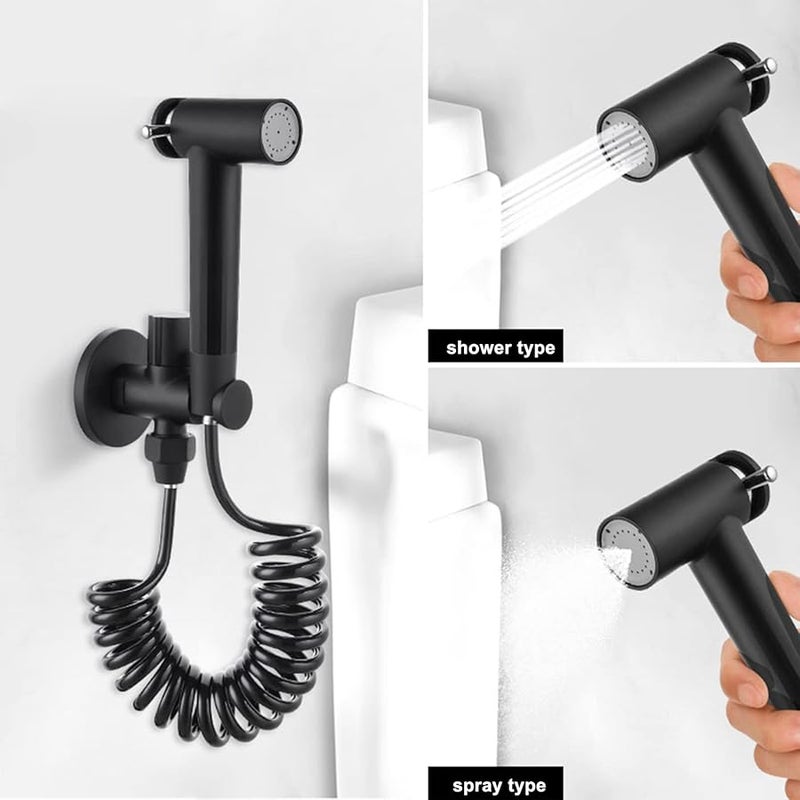 Handheld Toilet Sprayer With Brass T Valve And Retractable Hose Dual Function Type2 - Image 3