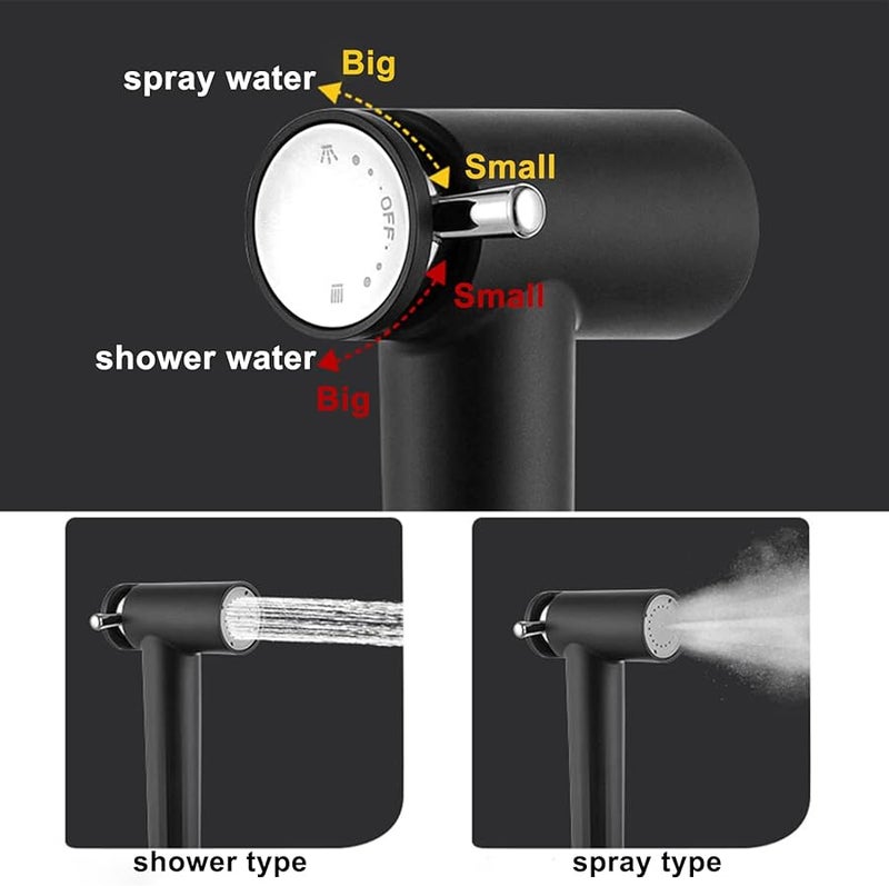 Handheld Toilet Sprayer With Brass T Valve And Retractable Hose Dual Function Type2 - Image 4
