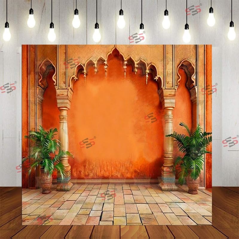 S2S قماش خلفية شجرة القوس لتزيين البوجا التقليدي، قماش تزيين خلفية | قماش ستارة للمهرجانات والفعاليات والمناسبات - (5 × 5 قدم) (شجرة القوس) - Image 1