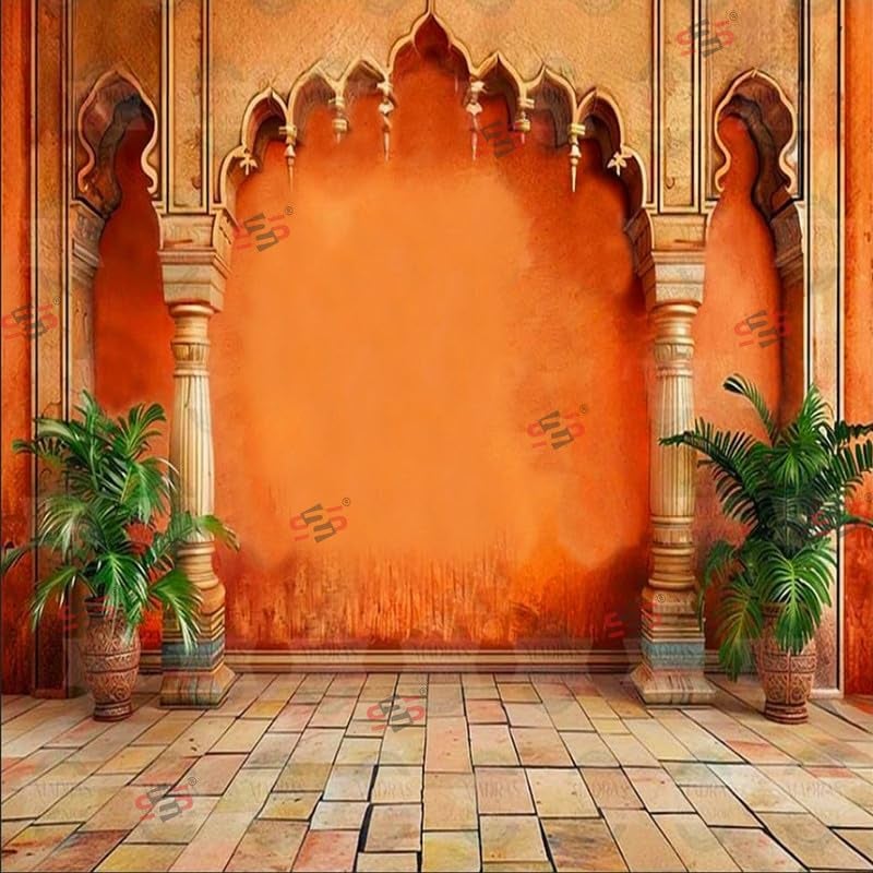 S2S قماش خلفية شجرة القوس لتزيين البوجا التقليدي، قماش تزيين خلفية | قماش ستارة للمهرجانات والفعاليات والمناسبات - (5 × 5 قدم) (شجرة القوس) - Image 2