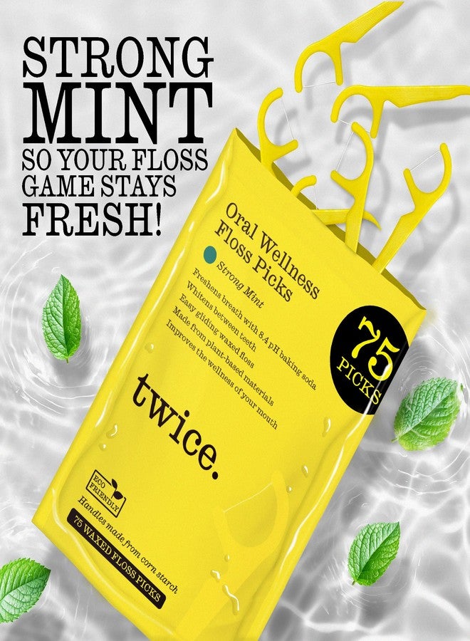 Twice Twice Oral Wellness Floss Picks – Plant-Based Cornstarch Handle, Wax Coated Floss, Dual Action Flosser & Toothpick, Vegan, Eco-Friendly, 75 Ct - Image 5