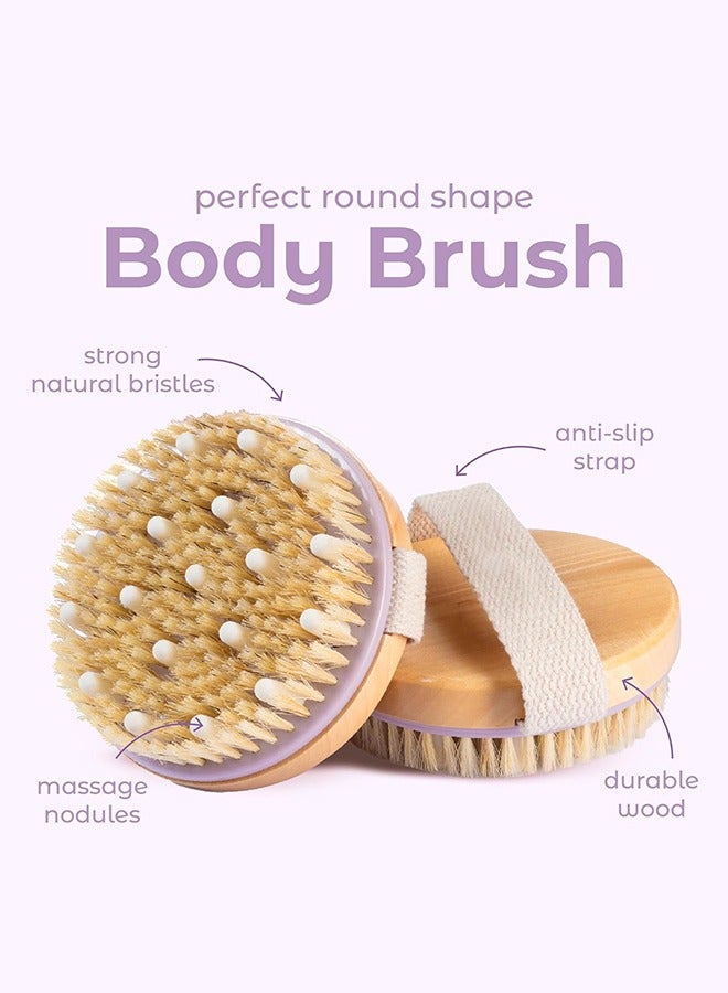 Bukela Dry Brushing Body Brush for Lymphatic Drainage, Dry Skin, Cellulite, Blood Circulation with Exfoliating Natural Bristles and Massage Nodes for Flawless Skin - Image 3