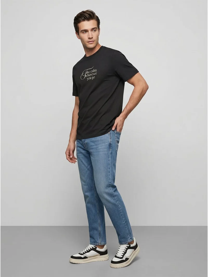 NOBERO Deep Grey Nobero Regular Fit Printed T-shirt for Men for Men | Best Price UAE