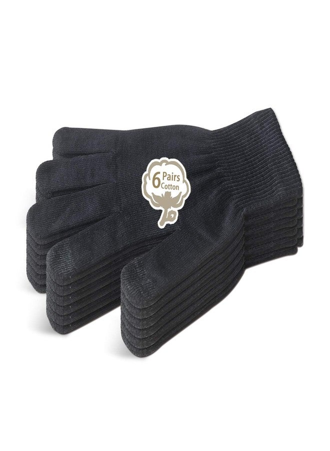 Evridwear Men Moisturizing Cotton Gloves with Touchscreen Fingertips for Eczema Beauty Cosmetic Dry Hands Sensitive Irritated Skin Therapy Overnight Bedtime, 6 Pairs, Lightweight-Black, S/M - Image 1