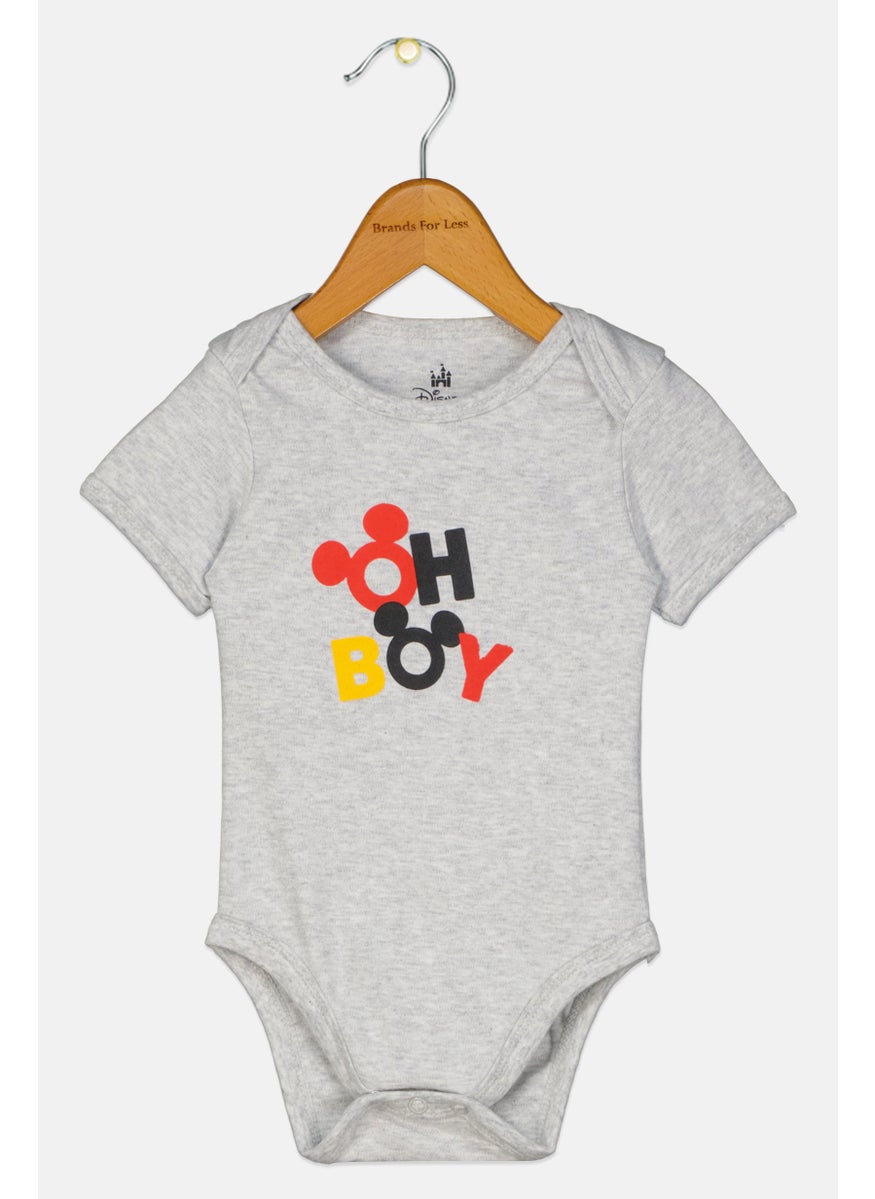 Disney Toddlers Boy Short Sleeve Graphic Print Bodysuits, Grey  - Image 1